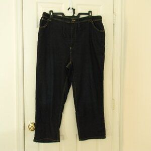 King Size Sweatpant Jeans 2XL Big Dark Wash Pull On Pockets Drawstring EUC